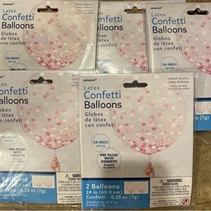 10 Latex Baby Girl Confetti Balloons 24 inch